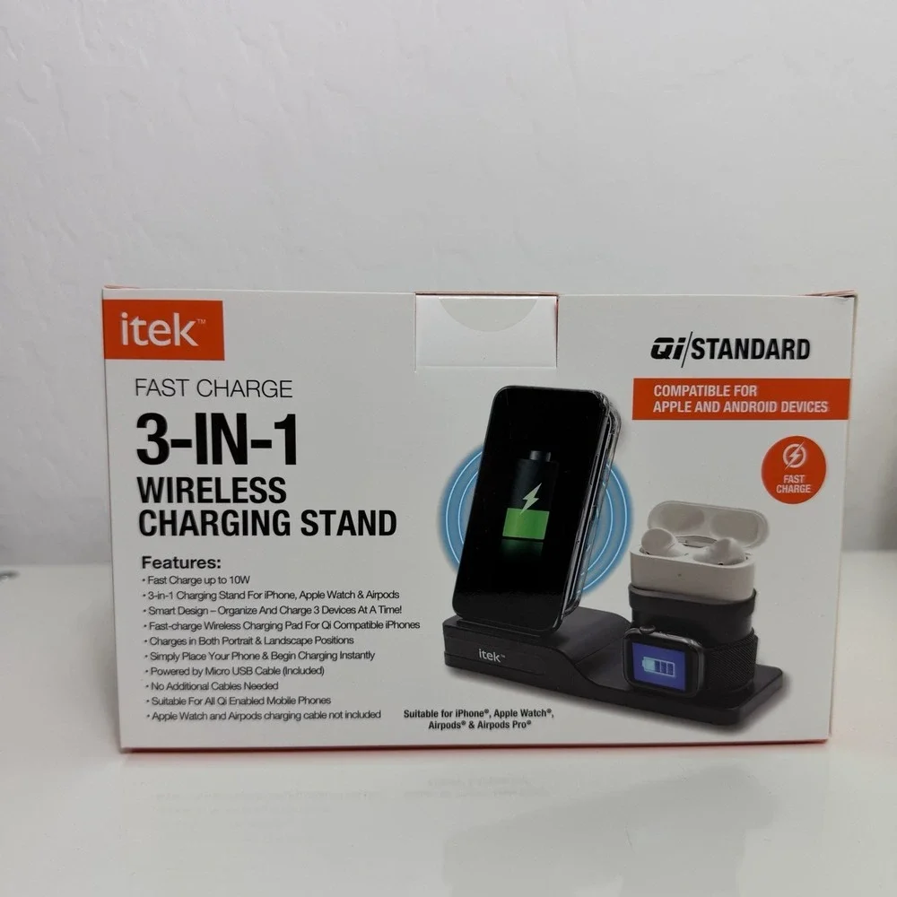 itek Fast Charge 3-In-1 Qi Wireless Charging Stand Charge 3 Devices At‎ Once
